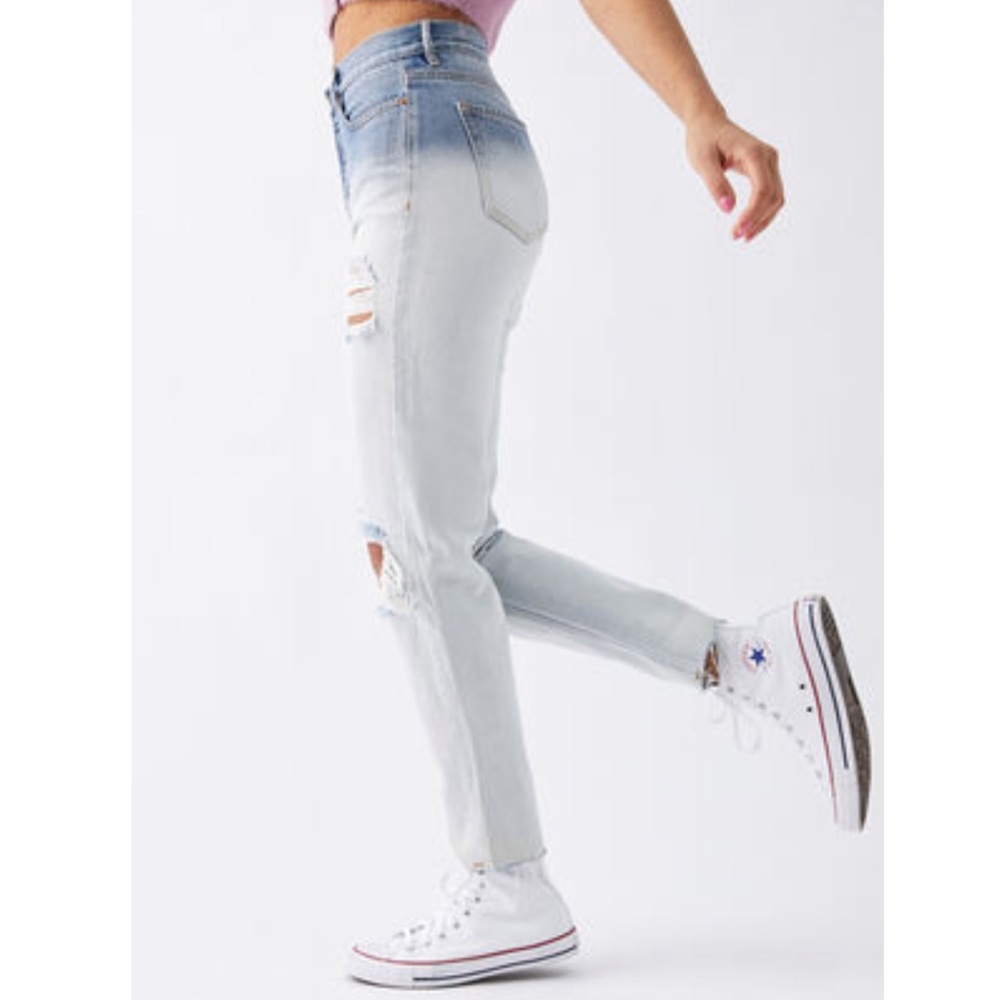 Pacsun Light Blue Acid Wash High Waisted Distressed Jeans Size 24 New - Picture 2 of 7